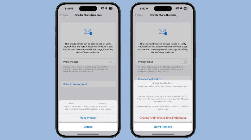 翰林镇苹果手机维修分享苹果 iOS 18.1 支持设置“主要”邮箱地址并更改 iCloud 邮箱 