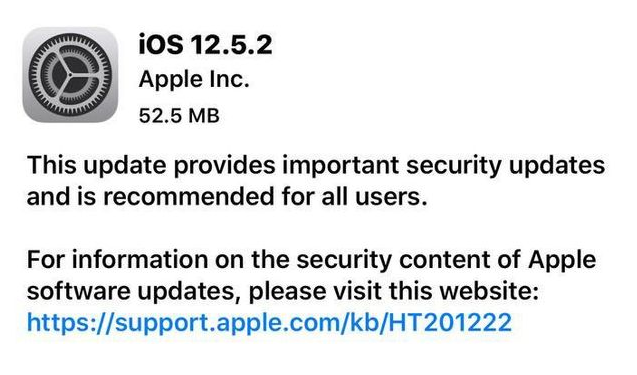 翰林镇苹果手机维修分享iOS12.5.2发布，建议所有老苹果用户安装 